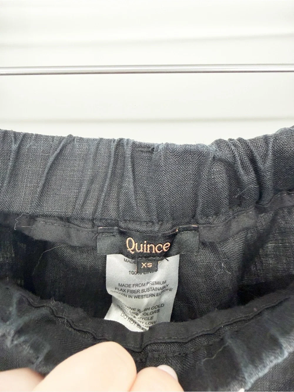 Quince 100% European Linen Flax Pull On Pants XS Black